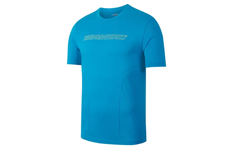 Jordan T-Shirts Men's Blue Crew Neck Moderate Straight Fit