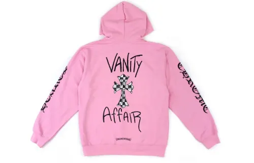 Chrome Hearts Sweatshirts Unisex Dark Pink Hooded Moderate