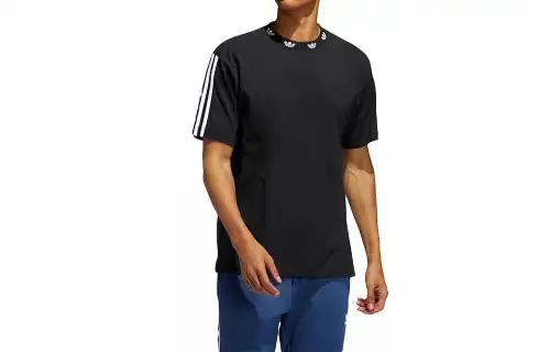 Adidas Originals Trefoil T Shirts Men's Black Crew Neck Moderate Straight Fit