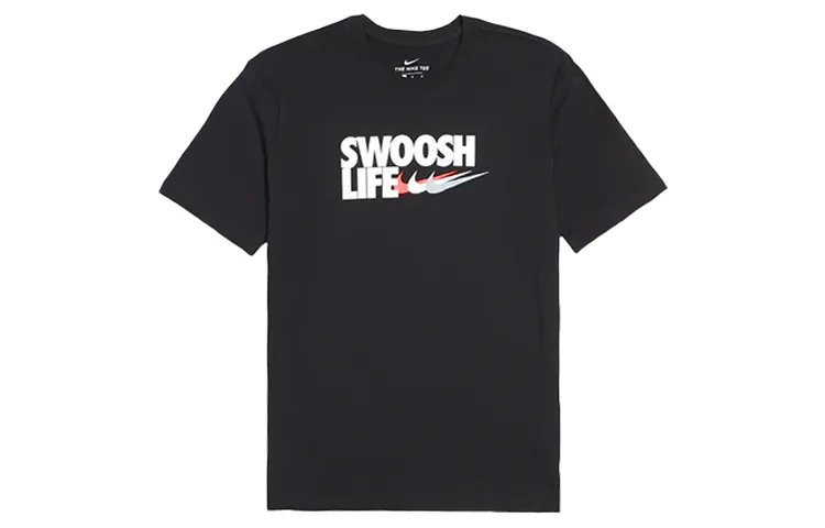 Nike T-Shirts Men's Black Crew Neck Moderate Straight Fit
