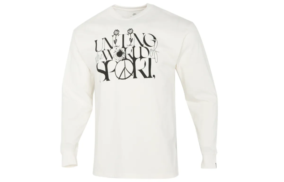 Nike T-Shirts Men's Ecru Crew Neck Moderate Straight Fit