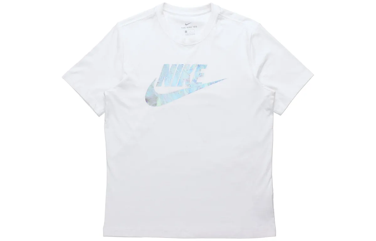 Nike T-Shirts Men's White Crew Neck Moderate Straight Fit