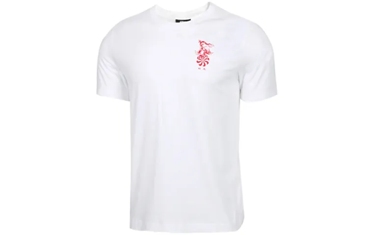 Nike T-Shirts Men's White Crew Neck Moderate Straight Fit