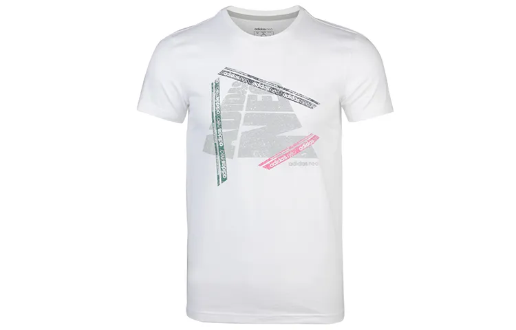 Adidas Neo T Shirts Men's White Crew Neck Moderate Straight Fit