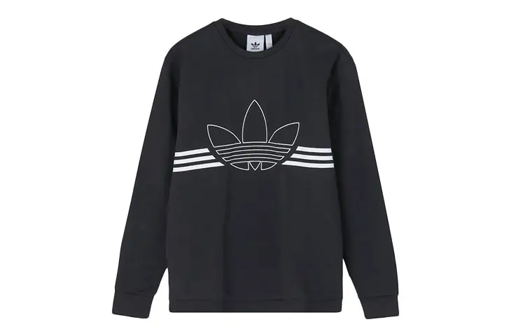 Adidas Originals OUTLINE CRW FLC Sweatshirts Men's Black Crew Neck Moderate Regular