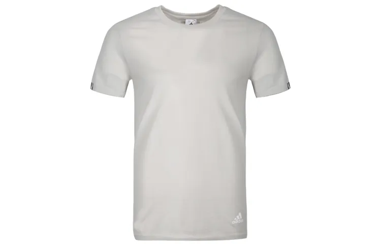 Adidas T-Shirts Men's White Crew Neck Moderate Straight Fit
