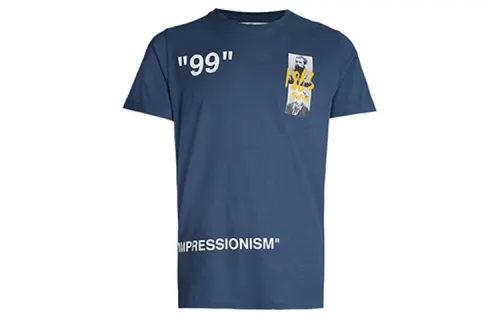 OFF WHITE SS19 T Shirts Men's Crew Neck Moderate Straight Fit
