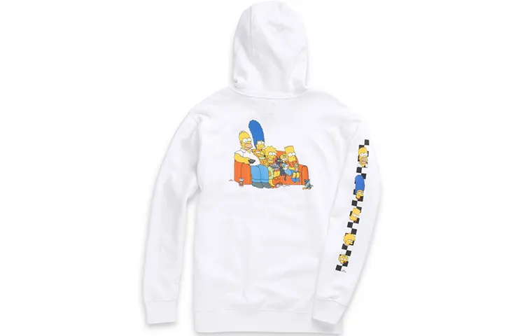 Vans X The Simpsons Sweatshirts Unisex White Hooded Moderate Regular