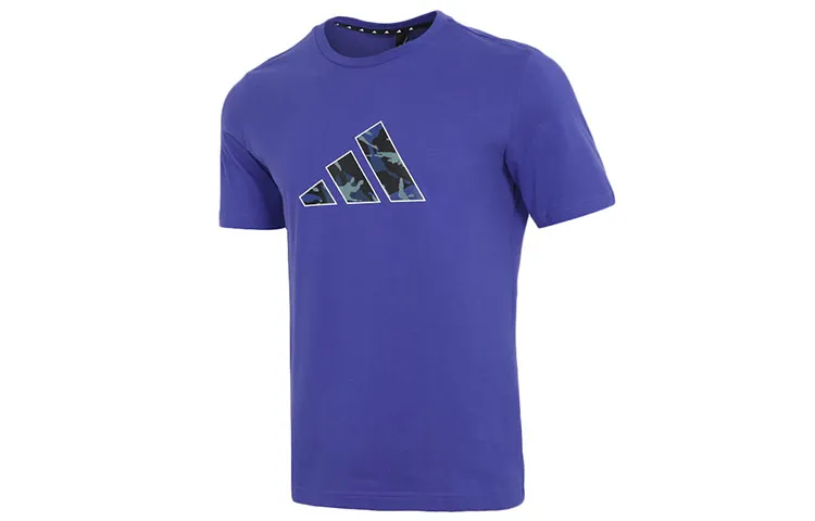 Adidas T-Shirts Men's Purple Crew Neck Moderate Straight Fit