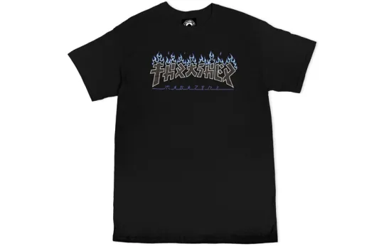Thrasher T Shirts Unisex Black Crew Neck Moderate Heavyweight