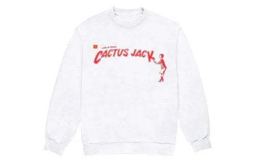 Travis Scott X McDonald's Sweatshirts Unisex Light Gray Crew Neck Moderate Regular