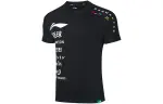 Li Ning T Shirts Men's Black Crew Neck Moderate Straight Fit