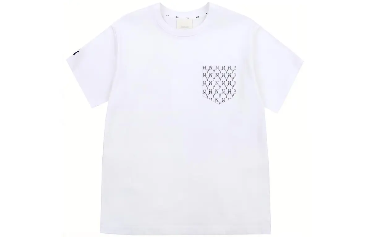 MLB Monogram T-Shirts Unisex White Crew Neck Moderate Straight Fit
