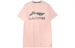 Li Ning Sports Fashion Collection T Shirts Men's Pink Crew Neck Moderate Straight Fit