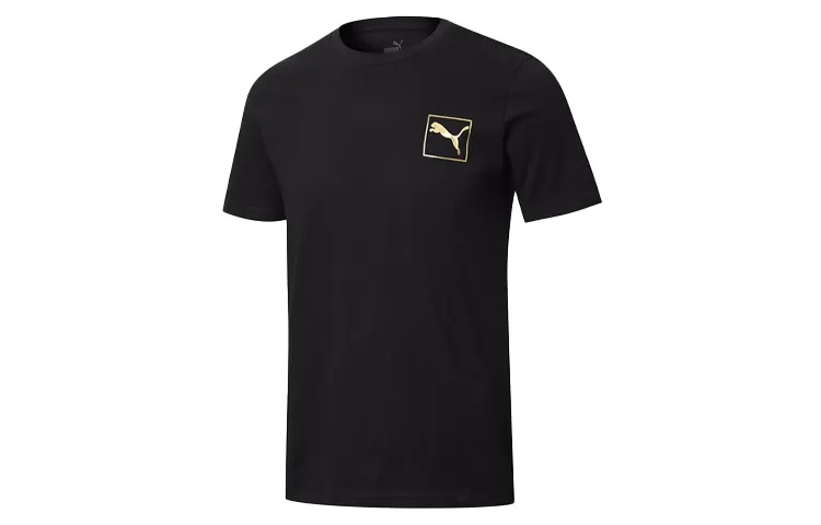 PUMA T Shirts Men's Black Crew Neck Moderate Straight Fit