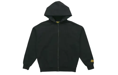 Drew House Smiley Collection Mini Smiley Face Logo Zippers Hooded Fleece Lined Sweatshirt Unisex Black