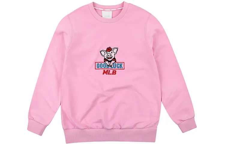 MLB Sweatshirts Unisex Pink Crew Neck Moderate Straight Fit
