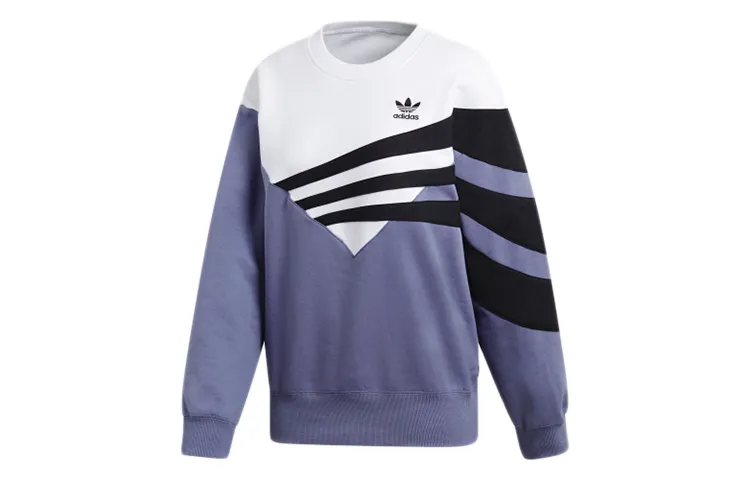 Adidas Originals Trefoil Sweatshirts Women's Indigo/White/Black Crew Neck Moderate Regular