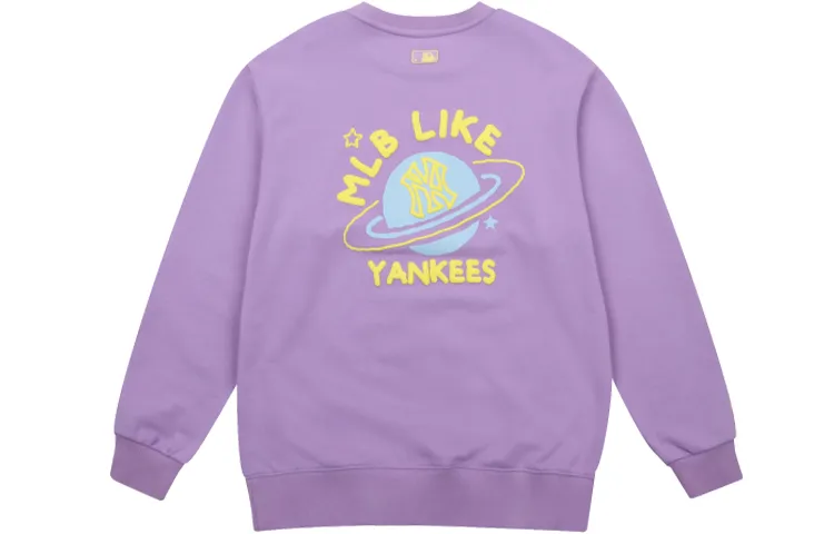 MLB New York Yankees Sweatshirts Unisex Purple Crew Neck Moderate