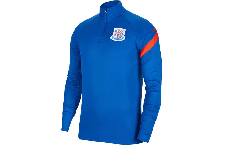 Nike T-Shirts Men's Blue Stand Collar Moderate Straight Fit