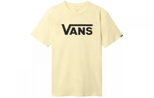 Vans T Shirts Men's Light Yellow Crew Neck Moderate Straight Fit