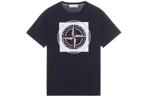 STONE ISLAND T Shirts Men's Black Crew Neck Moderate Straight Fit