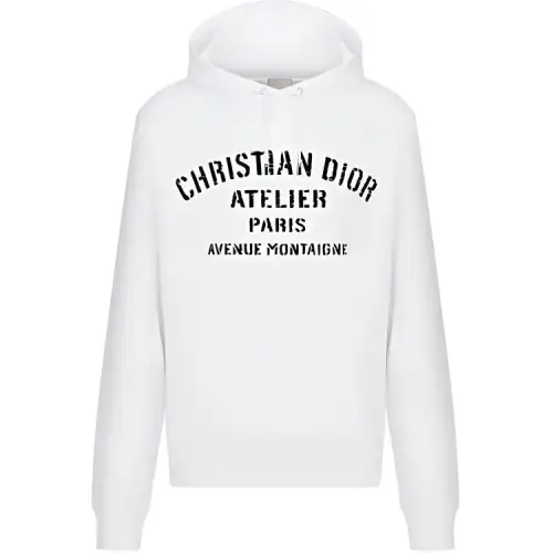 DIOR Quarterly New Products Sweatshirts Men's White Hooded Moderate Regular