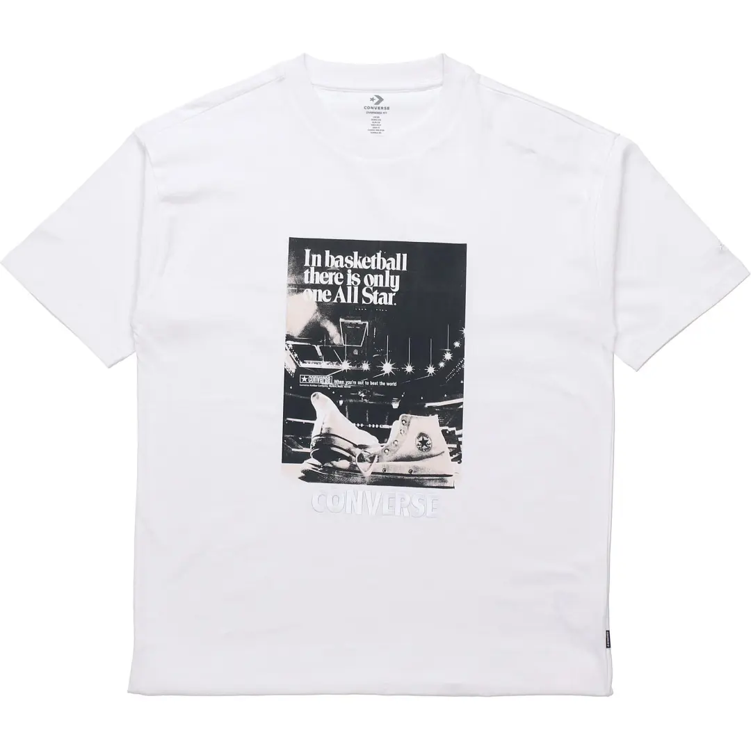 Converse T Shirts Men's White Crew Neck Moderate Straight Fit