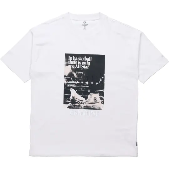 Converse T Shirts Men's White Crew Neck Moderate Straight Fit