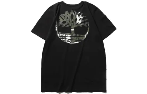 Timberland T Shirts Men's Black Crew Neck Moderate Straight Fit