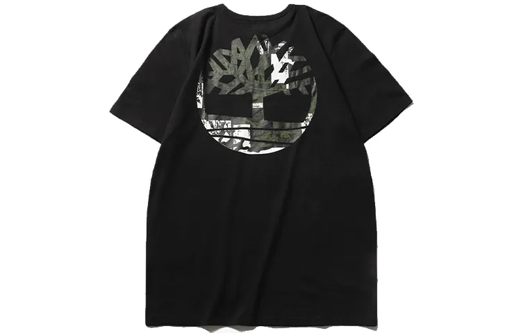 Timberland T Shirts Men's Black Crew Neck Moderate Straight Fit