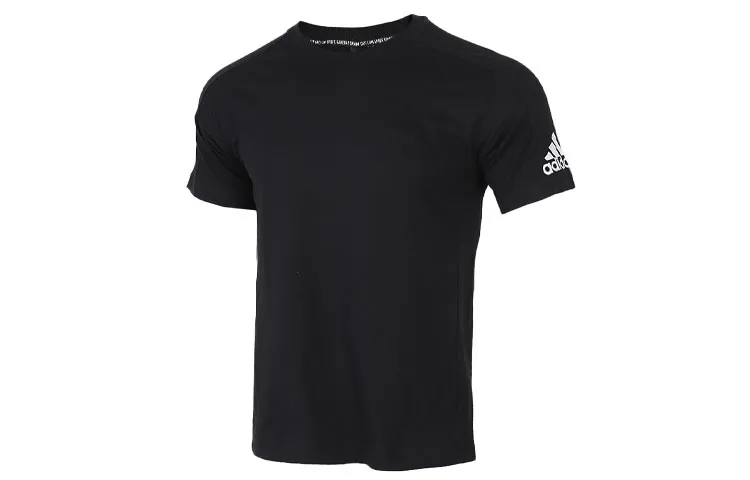 Adidas T-Shirts Men's Black Crew Neck Moderate Straight Fit
