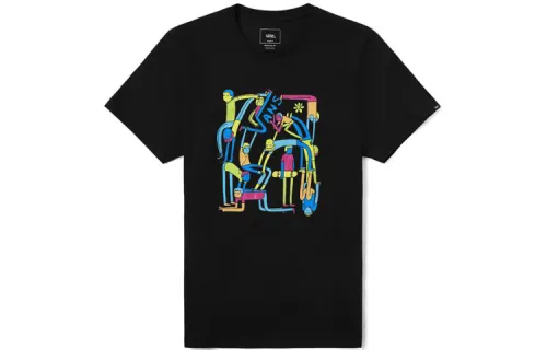 Vans T Shirts Unisex Black Crew Neck Moderate Straight Fit