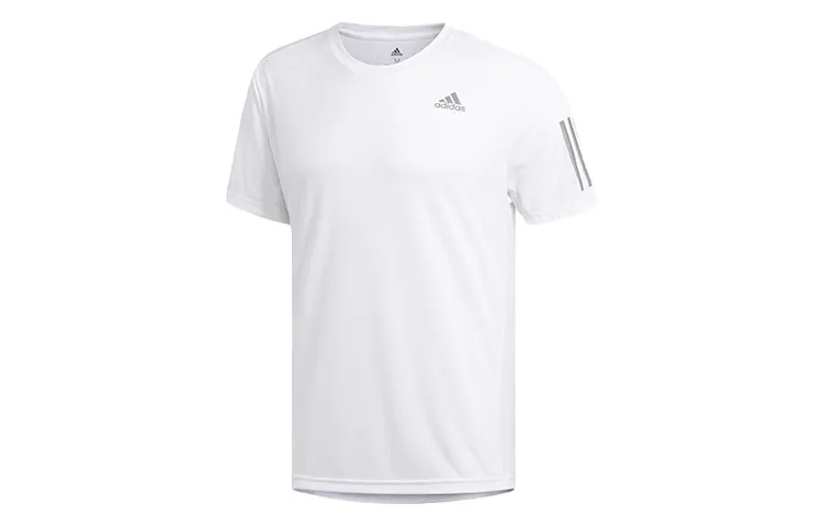Adidas T-Shirts Men's White Crew Neck Moderate Straight Fit