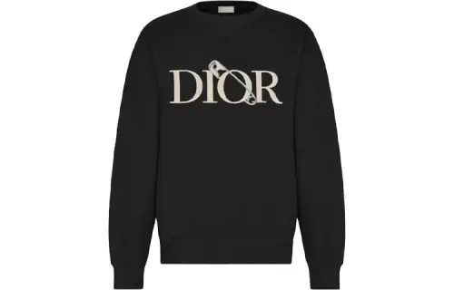 DIOR Quarterly New Products Sweatshirts Men's Black Crew Neck Moderate Regular