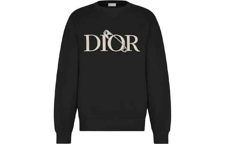 DIOR Quarterly New Products Sweatshirts Men's Black Crew Neck Moderate Regular