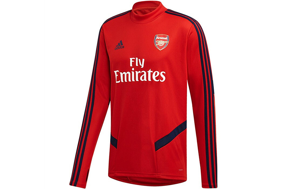 Adidas, football sports suit for training, scarlet sweatshirt