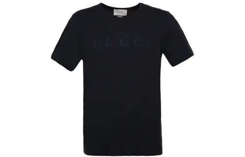 GUCCI T Shirts Men's Navy Blue Crew Neck Moderate Straight Fit