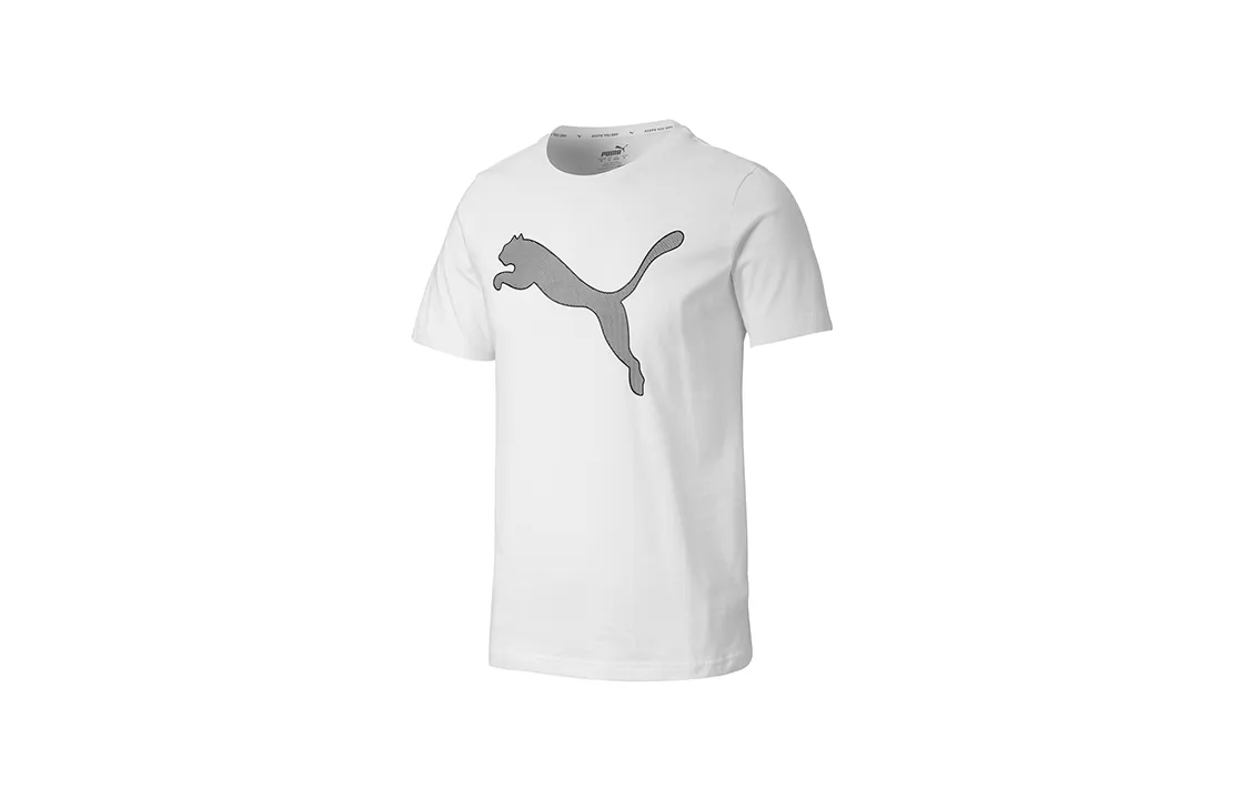 PUMA T-Shirts Men's White Crew Neck Moderate Straight Fit