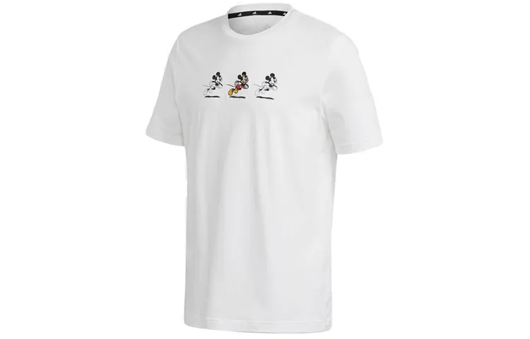 Adidas T-Shirts Men's White Crew Neck Moderate Straight Fit