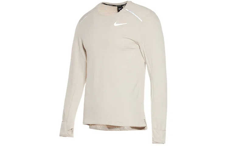 Nike T-Shirts Men's Ecru Crew Neck Moderate Straight Fit