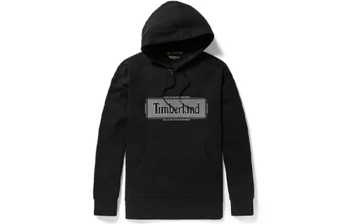 Timberland Letter Logo Print Hooded Pullover Sweatshirt Black