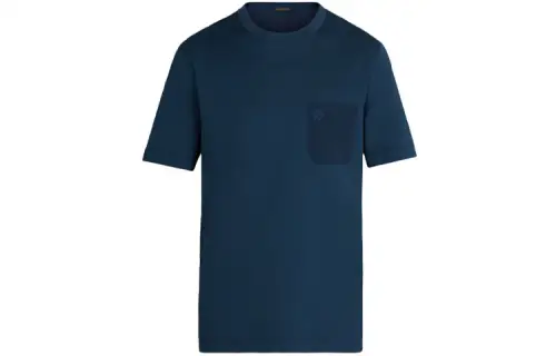 LOUIS VUITTON New Quarterly Products Of LV T Shirts Men's Blue Crew Neck Moderate Straight Fit