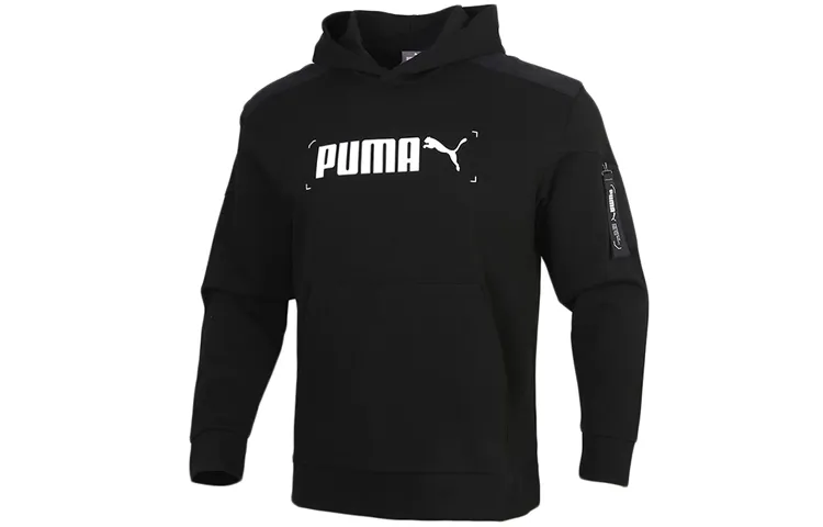 PUMA Sweatshirts Men's Black Hooded Moderate Regular