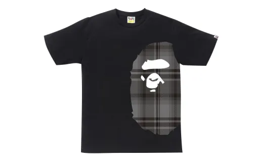 Bape Logo Check Side Big Ape Head Tee