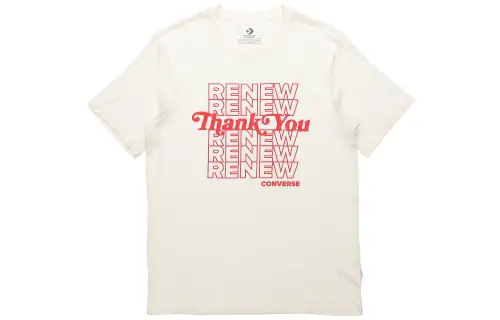 Converse T Shirts Men's Ecru Crew Neck Moderate Straight Fit