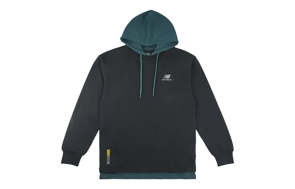 New Balance Sweatshirts Unisex Black Hooded Moderate Mock Two-Piece