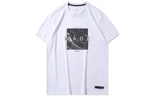 Li Ning T Shirts Men's White Crew Neck Moderate Straight Fit