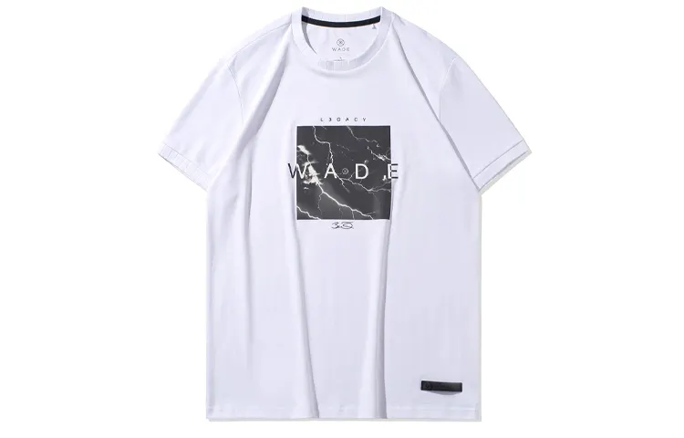 Li Ning T Shirts Men's White Crew Neck Moderate Straight Fit
