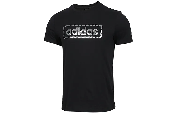 Adidas T-Shirts Men's Black Crew Neck Moderate Straight Fit